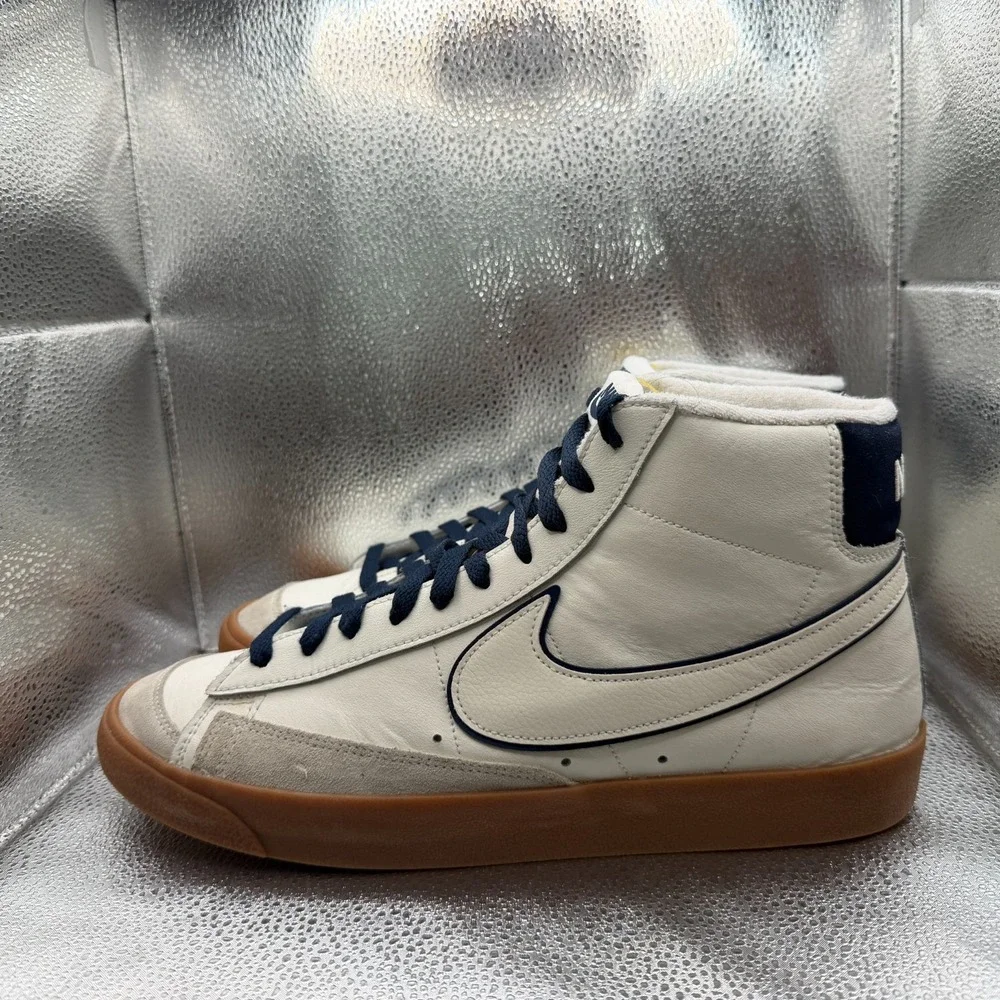 Size 13 Nike Blazer Mid '77 Premium Sail Midnight Navy Mens Shoes DQ7672-100
